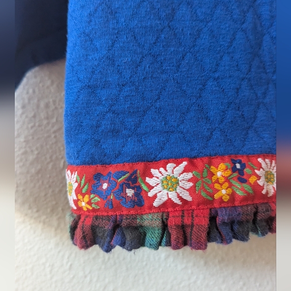 Vintage Blue Jacket With Plaid Trim, Silver Heart Buttons, Size 24 Months - Picture 3 of 7